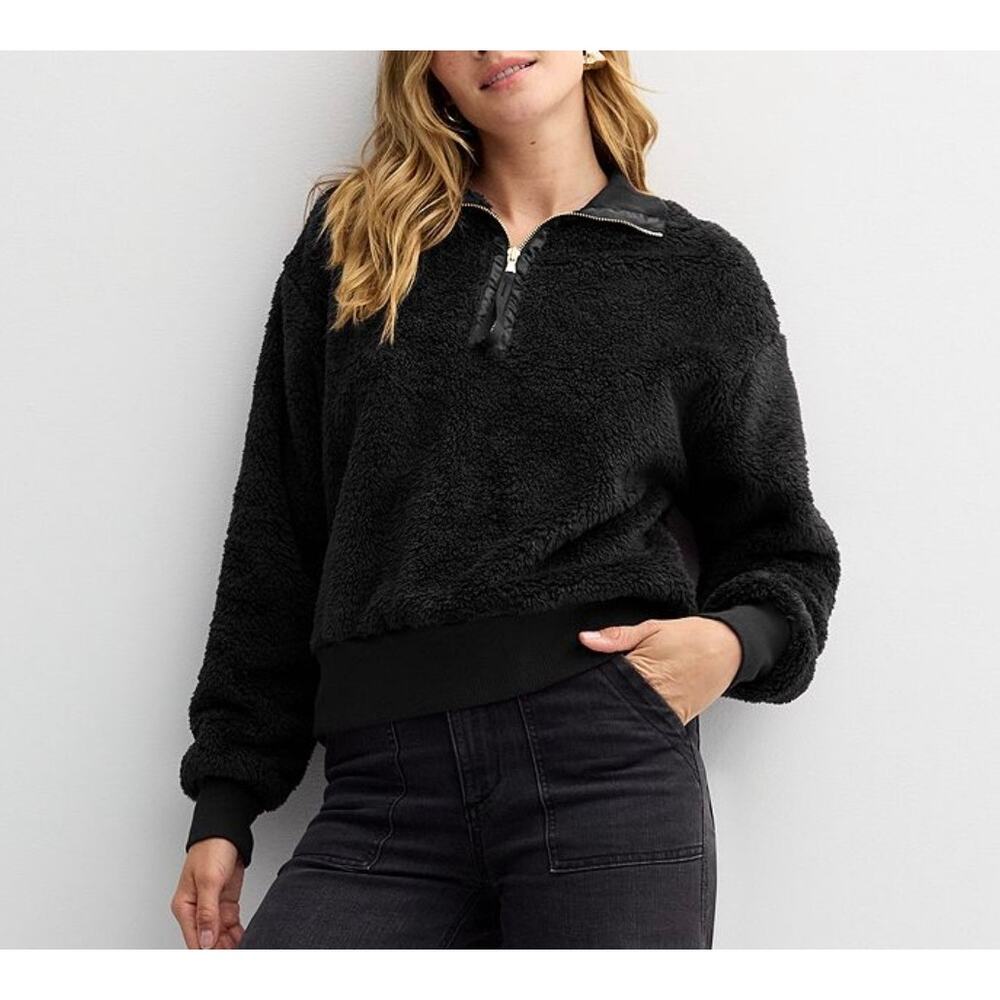 🩷 Sonoma Women’s Black Cozy Quarter Zip Pullover Sz XL